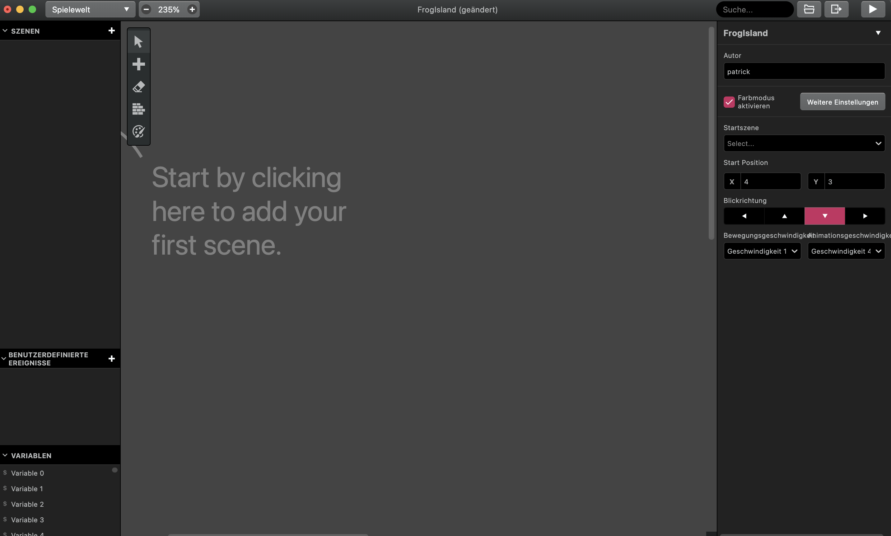 GB-Studio Tutorial 4: Die erste Szene erstellen